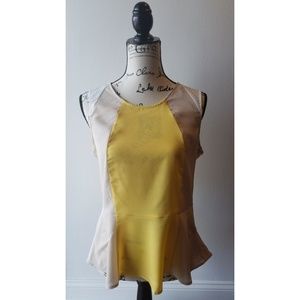 New York & Company Accent Peplum Top - Yellow